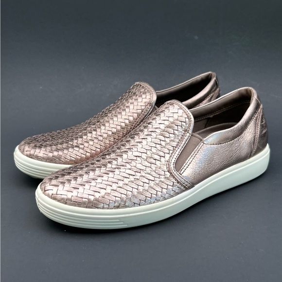 Ecco Shoes - ECCO Soft 7 Slip-On Leather Bronze Sneakers Women's Size 9 US